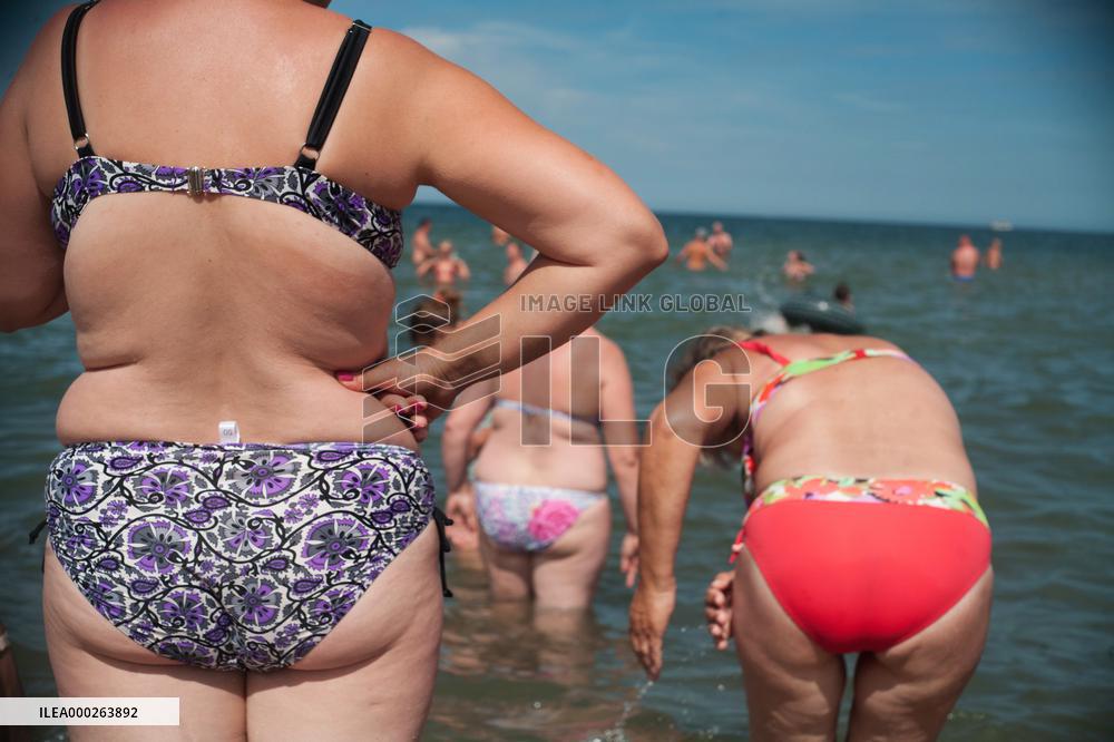 The beach in the Wladyslawowo, popular Baltic sea resort in Poland