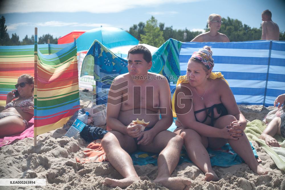 The beach in the Wladyslawowo, popular Baltic sea resort in Poland