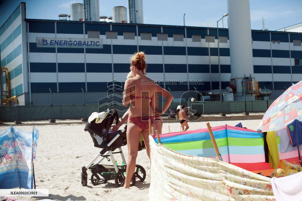 The beach in the Wladyslawowo, popular Baltic sea resort in Poland