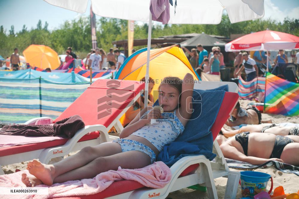 The beach in the Wladyslawowo, popular Baltic sea resort in Poland