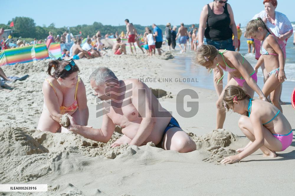 The beach in the Wladyslawowo, popular Baltic sea resort in Poland