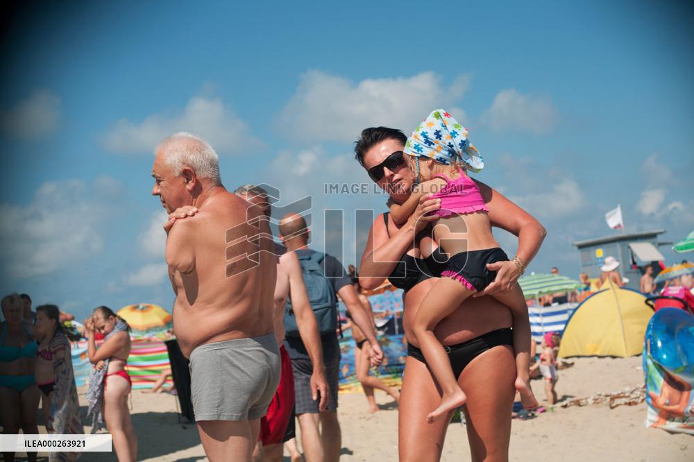 The beach in the Wladyslawowo, popular Baltic sea resort in Poland