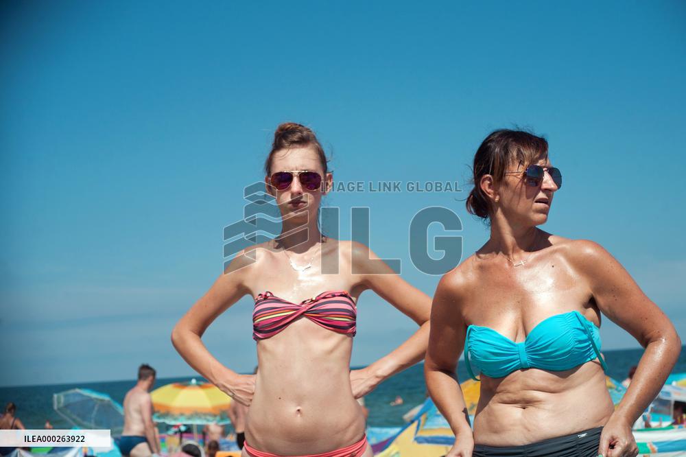 The beach in the Wladyslawowo, popular Baltic sea resort in Poland