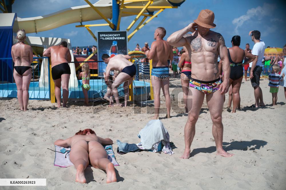The beach in the Wladyslawowo, popular Baltic sea resort in Poland