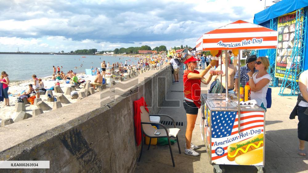 Seashore in the Hel village, popular Baltic sea resort in Poland
