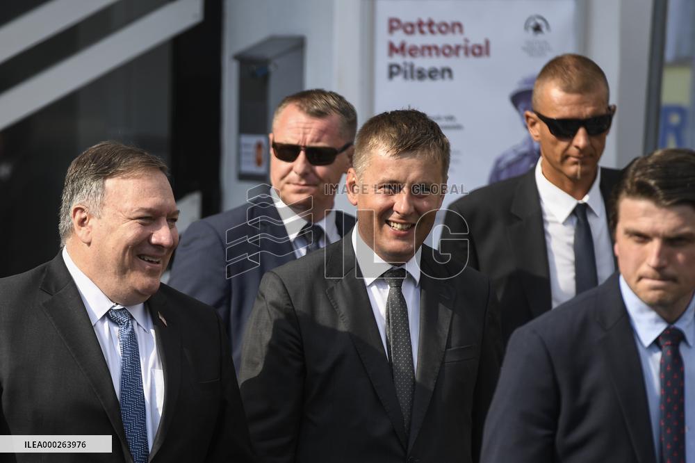 TOMAS PETRICEK, MIKE POMPEO, Patton Memorial Pilsen, Czech flag