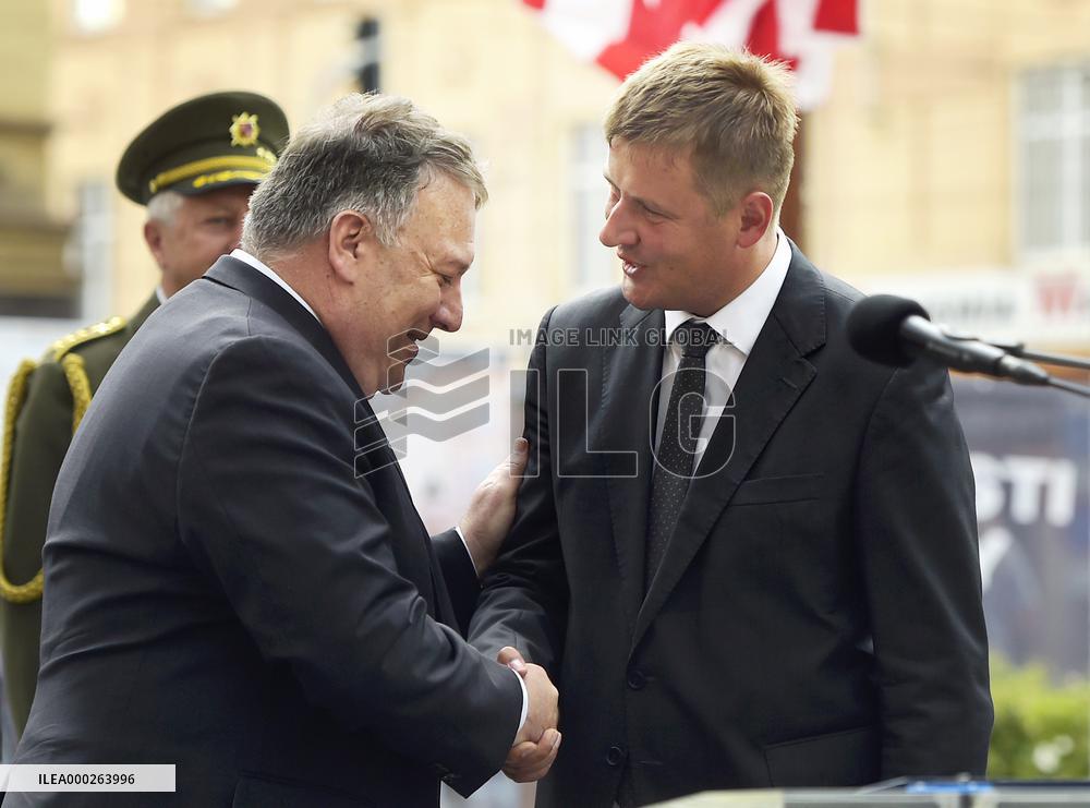 MIKE POMPEO, TOMAS PETRICEK, Thanks, America! monument