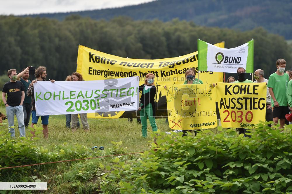 hundreds of people protest against Polish Turow mine extension