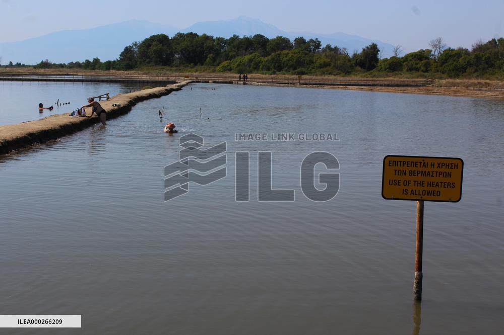 Salt works Kitros, production, Greece, salina