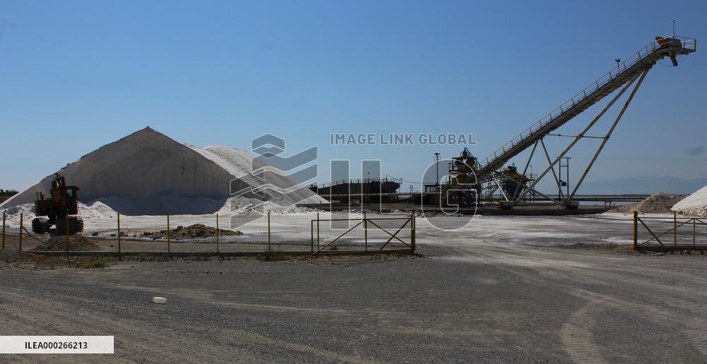 Salt works Kitros, production, Greece, salina