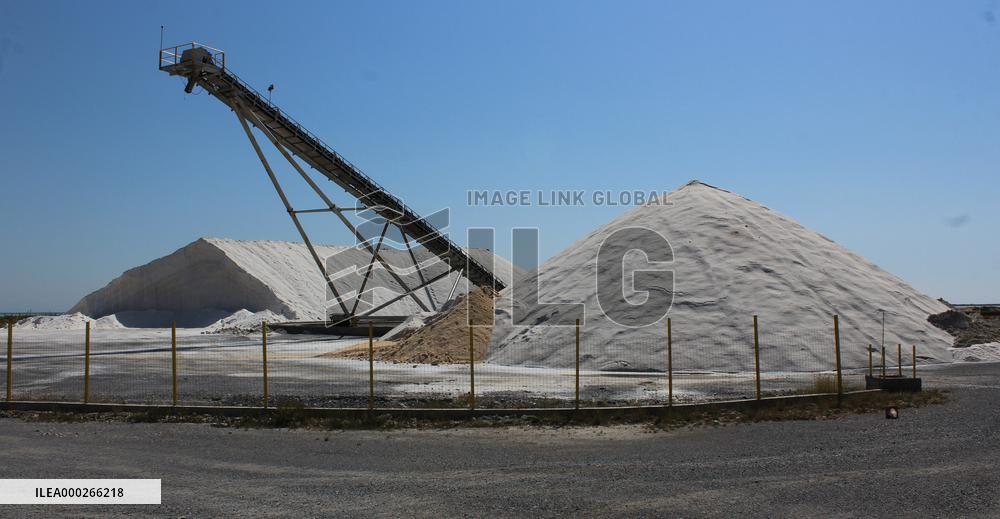 Salt works Kitros, production, Greece, salina
