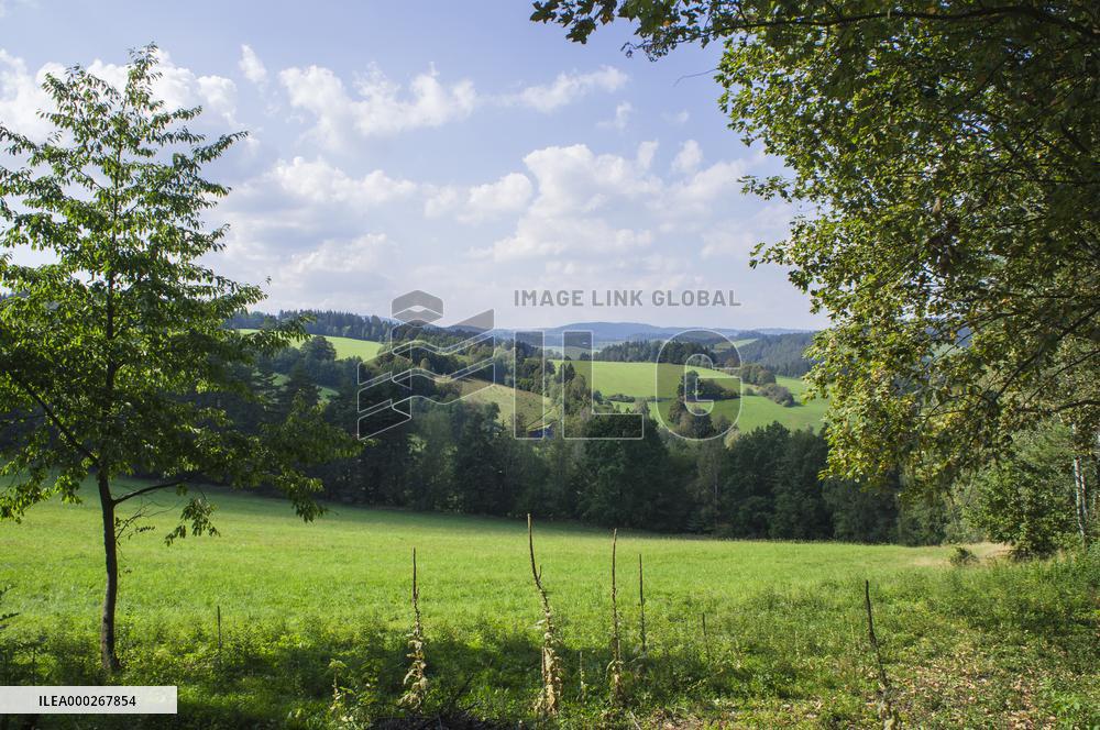 a on Sumava landscape from graveyard
