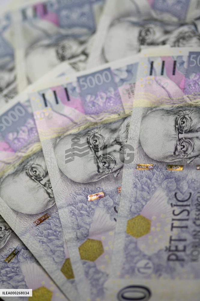 money, Czech crowns, 5000, banknotes, cash