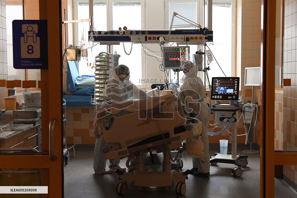 Hospitalised coronavirus patients, doctors, mask, General University Hospital in Prague