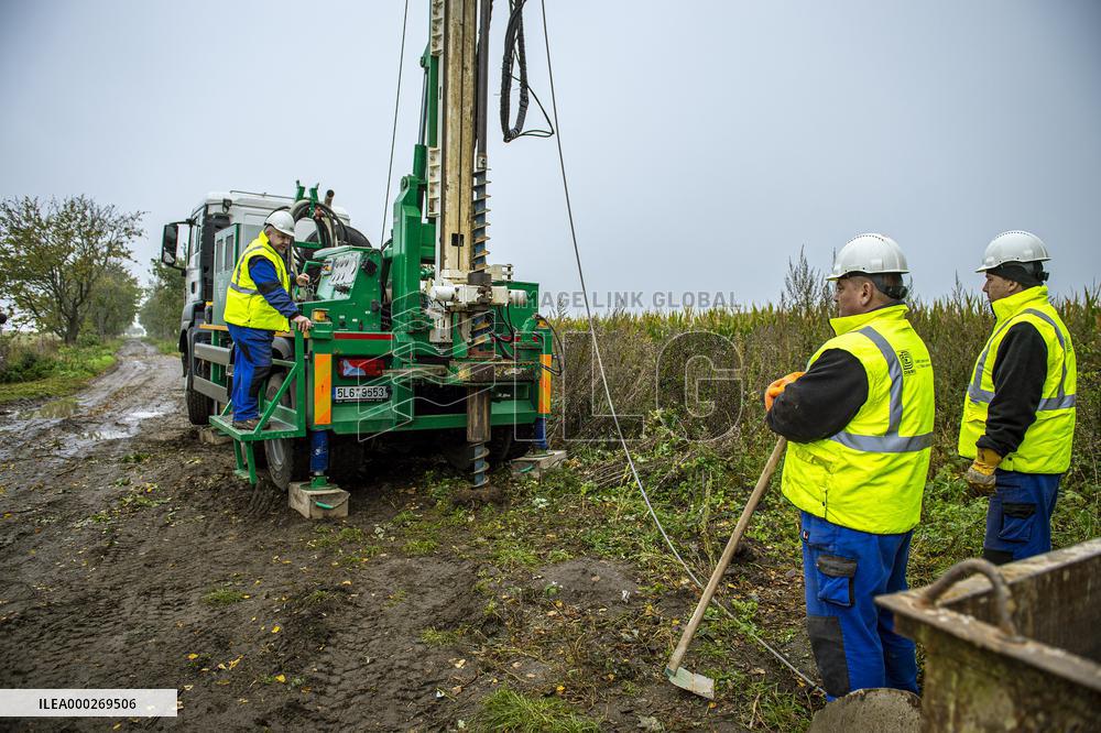 points to measure erosion to Polish coal mine in Turow, monitoring point
