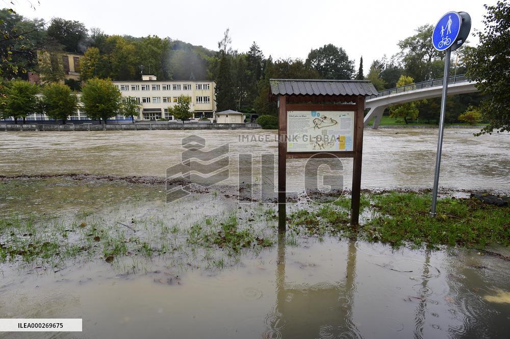 Heavy rainfalls, flood, River Becva, Teplice nad Becvou