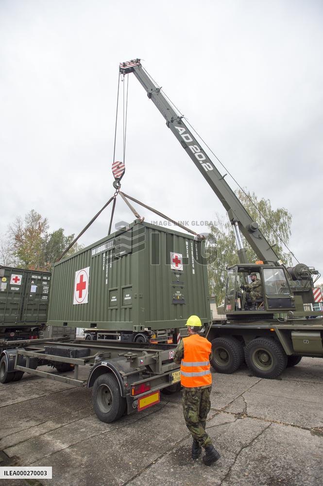loading of equipment for field hospital, container