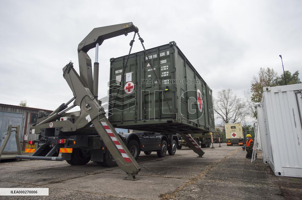 loading of equipment for field hospital, container