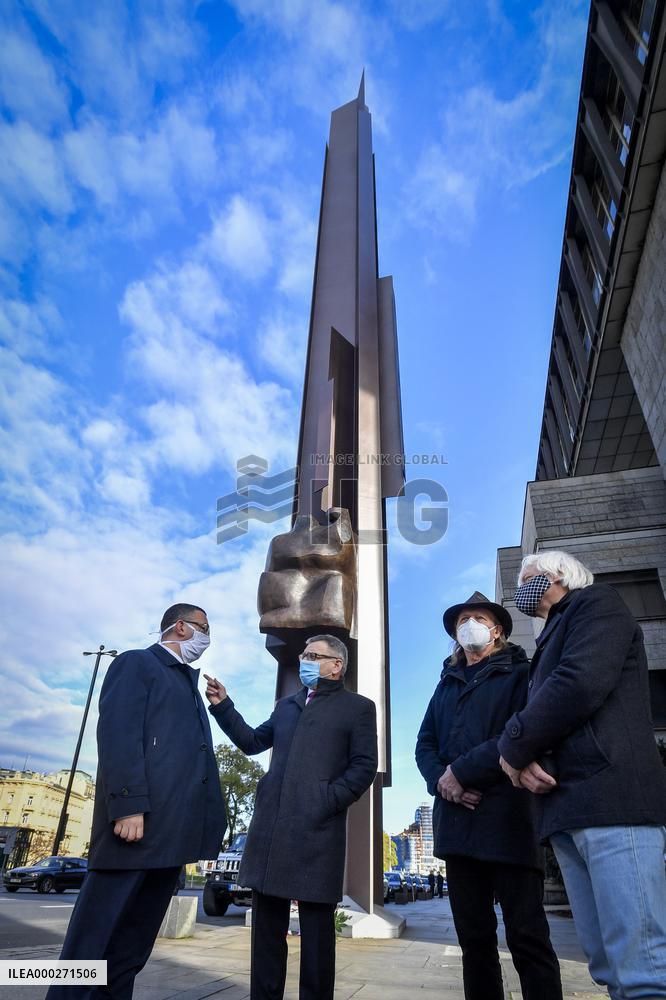 Sculpture Flame in memory of student Palach unveiled in Prague, Michal Lukes, Lubomir Zaoralek, Antonin Kaspar, Frantisek Laudat