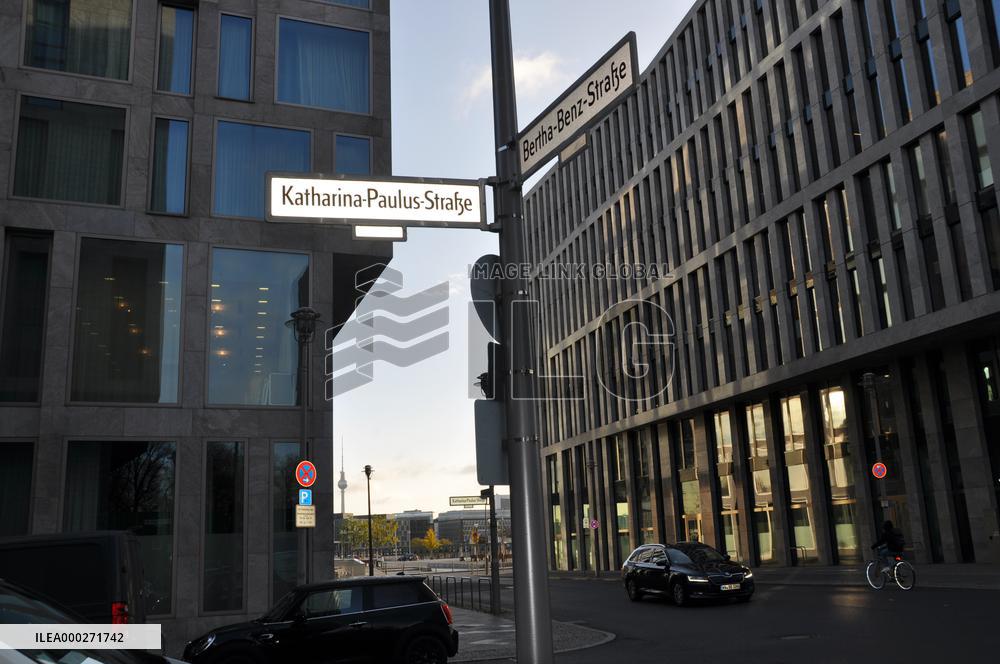 Katharina-Paulus-Strasse sign in Katharina Paulus Street, Berlin