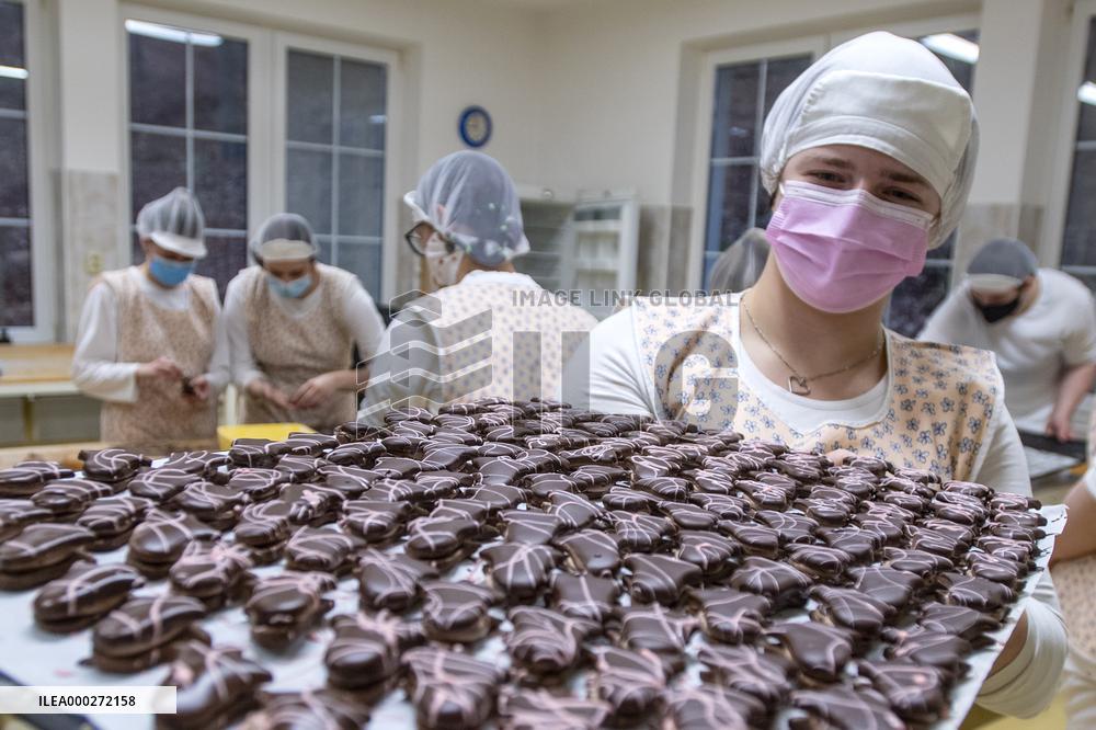 Secondary school of gastronomy, Nova Paka, confectioner, baker, Christmas Cookies, students, student, class, teacher, face mask, state of emergency Czech Republic