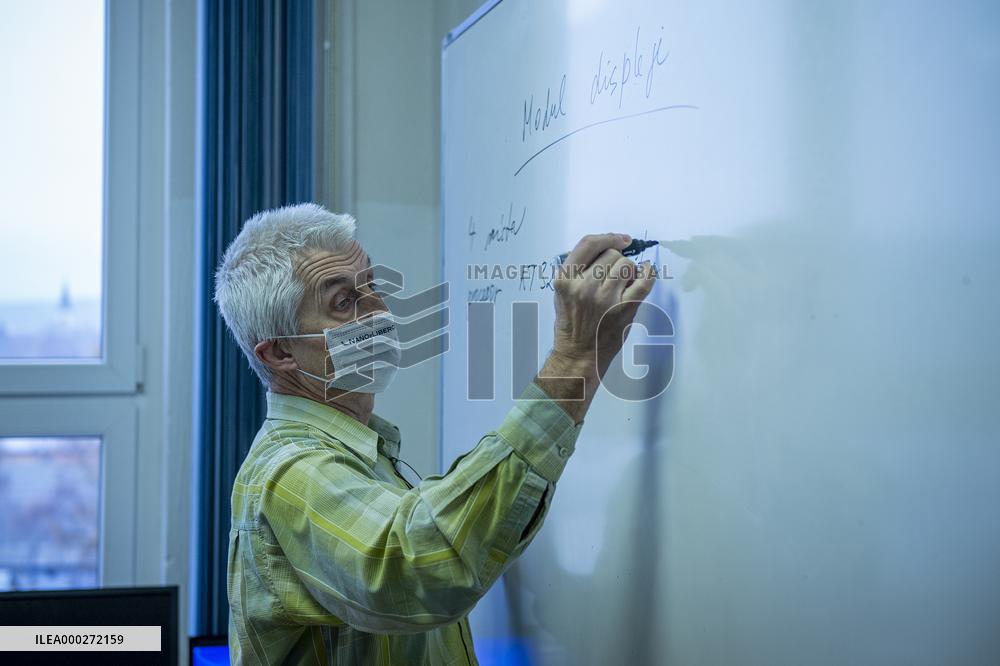 Secondary Technical School, students, student, class, teacher, face mask, state of emergency Czech Republic