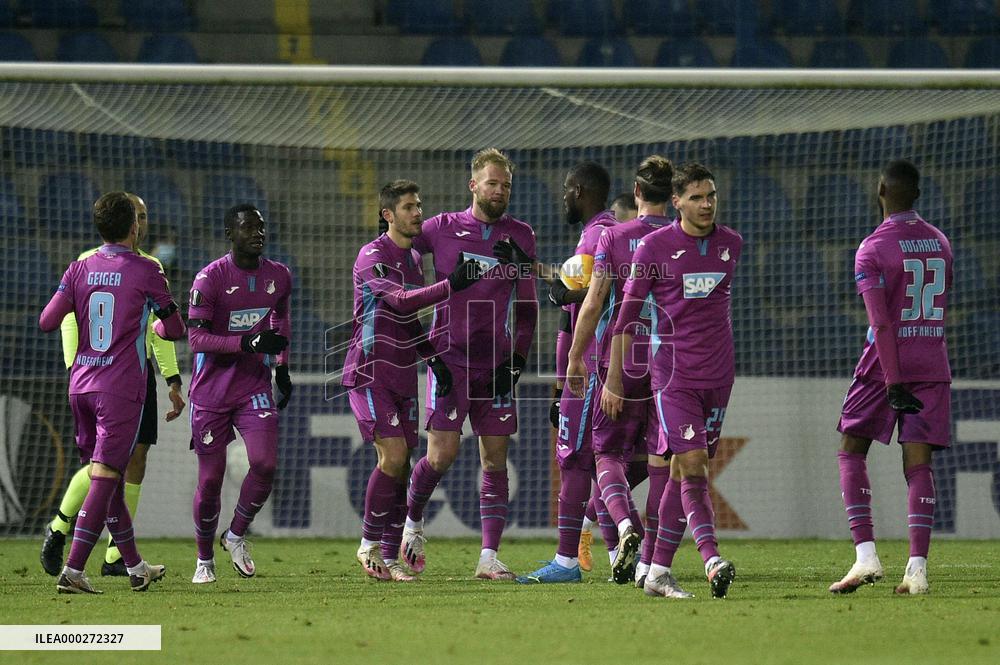 Hoffenheim players celebrate a goal