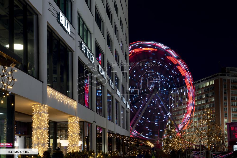 Christmas time, decoration, Zlin, Ferris wheel