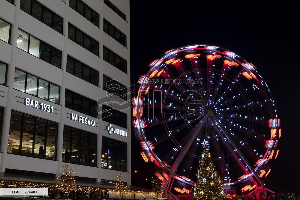 Christmas time, decoration, Zlin, Ferris wheel