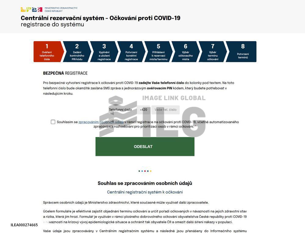 online reservation system for vaccination against coronavirus in the Czech
