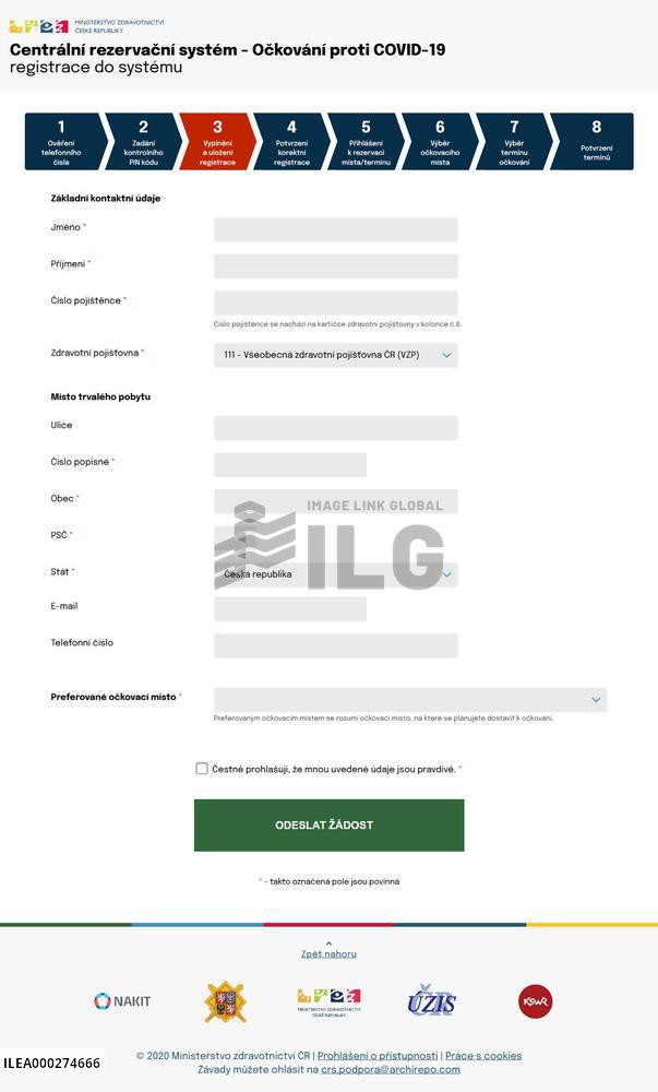 online reservation system for vaccination against coronavirus in the Czech