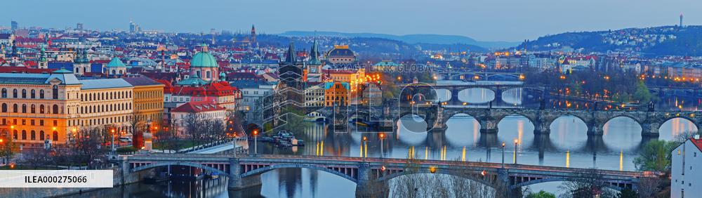 Bridges over the Vltava River, Prague by night