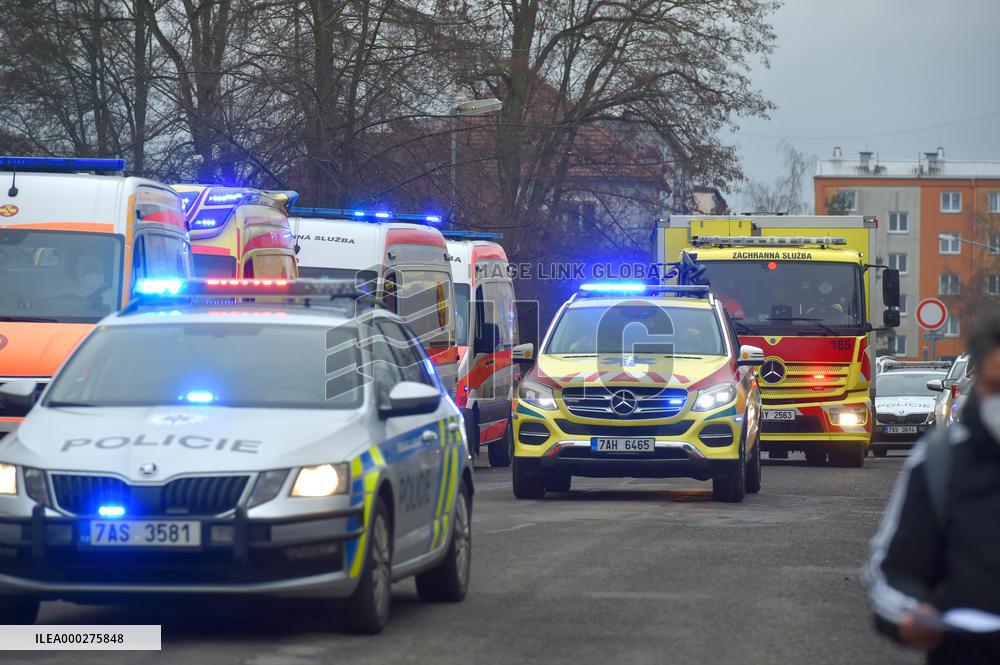Atego car, named PHOENIX covid positive patients , transport, Cheb hospital, overloaded