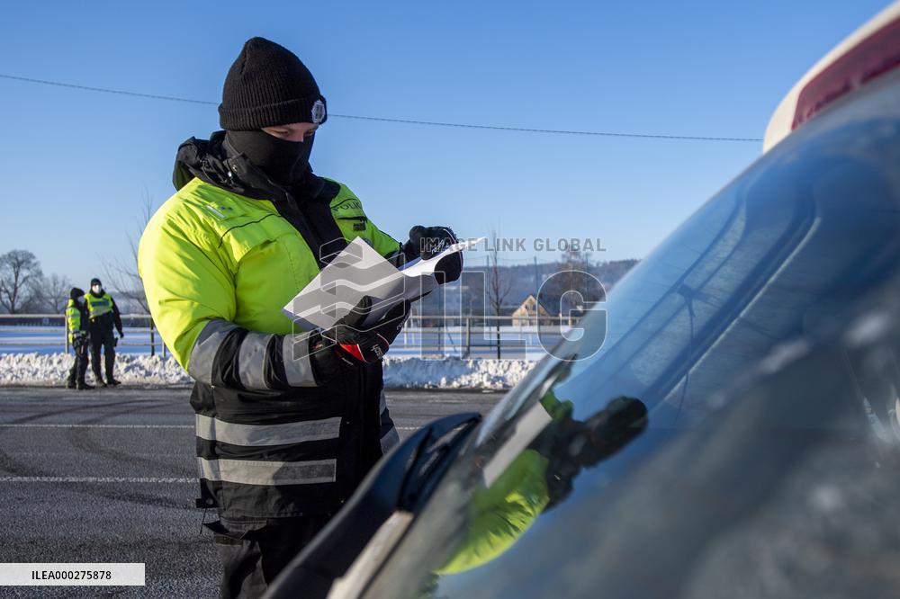Police control, policeman, restricted movement, state of emergency, Czech Republic, Trutnov