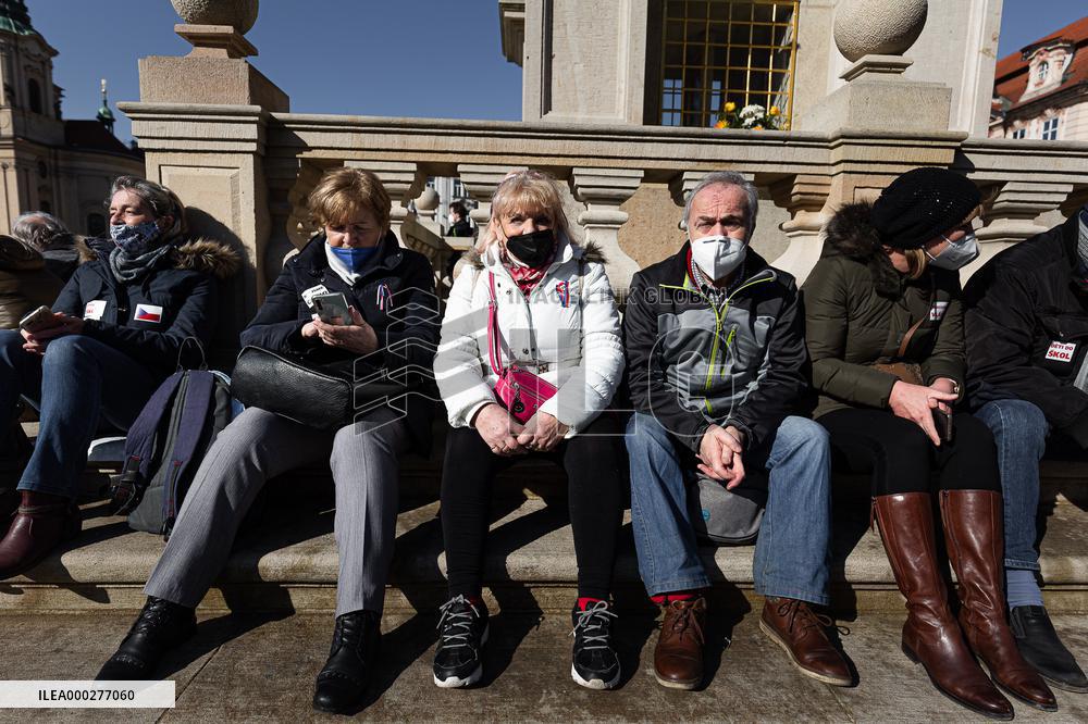 Protest event staged by Chcipl PES anti-lockdown group took place at Old Town Square