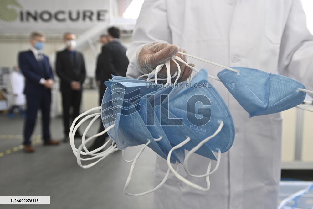 The Taiwanese respirator production lines in the production hall in Prague-Kunratice