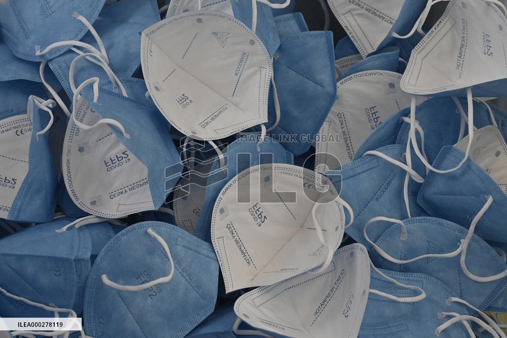 The Taiwanese respirator production lines in the production hall in Prague-Kunratice