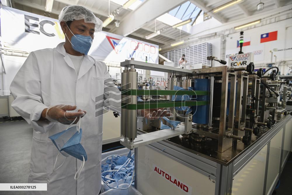 The Taiwanese respirator production lines in the production hall in Prague-Kunratice
