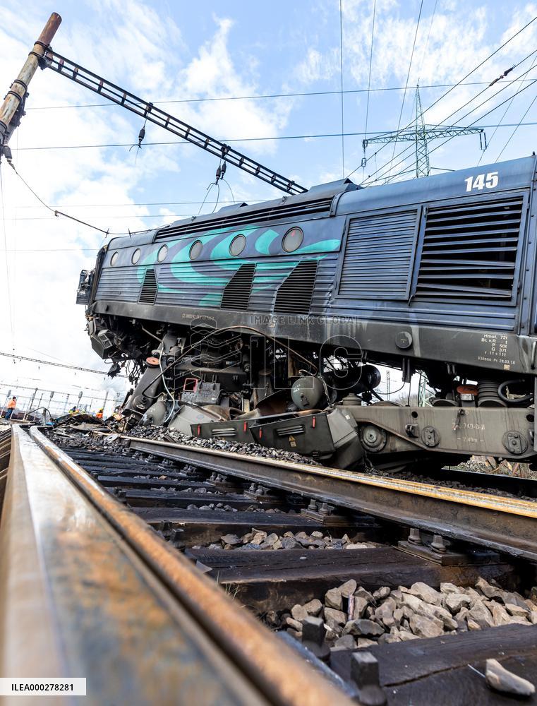 Two freight train clash