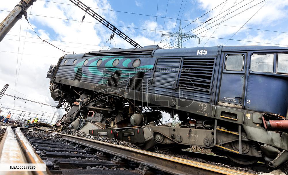 Two freight train clash