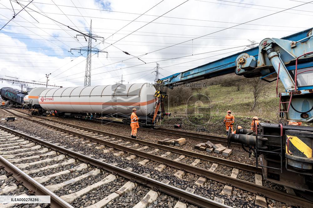 Two freight train clash