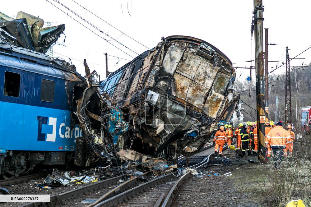 Two freight train clash