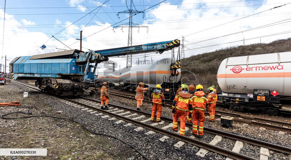 Two freight train clash