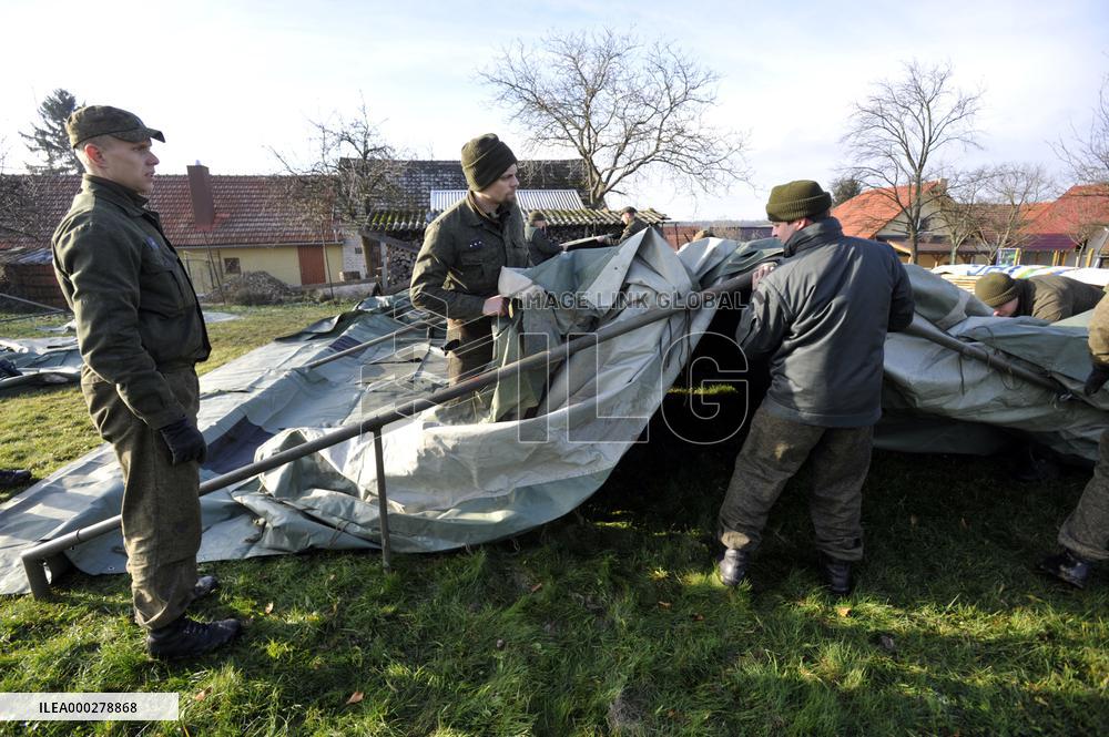 explosion of the ammunition store in Vrbetice, army, soldiers, guard unit