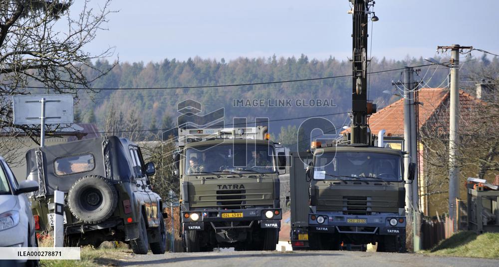 explosion of the ammunition store in Vrbetice, army, soldiers, guard unit