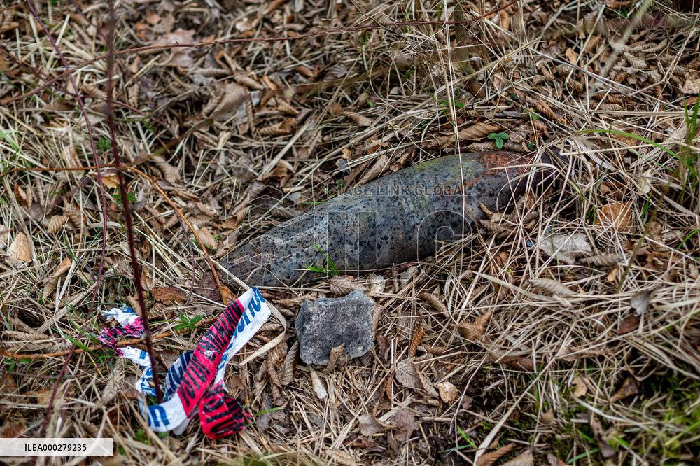 Village Vlachovice-Vrbetice, forest, ammunition debris, Vrbetice  ammunition store after blast
