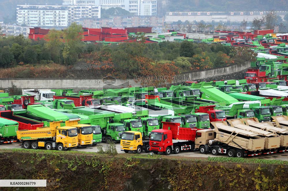 Aerial Dongfeng Commercial Vehicle Parking Lot