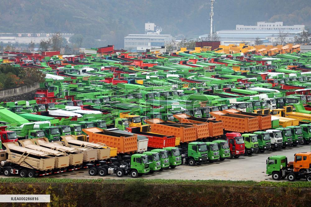 Aerial Dongfeng Commercial Vehicle Parking Lot