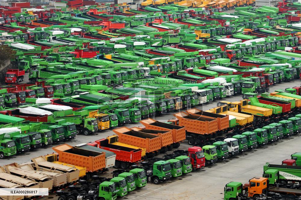 Aerial Dongfeng Commercial Vehicle Parking Lot