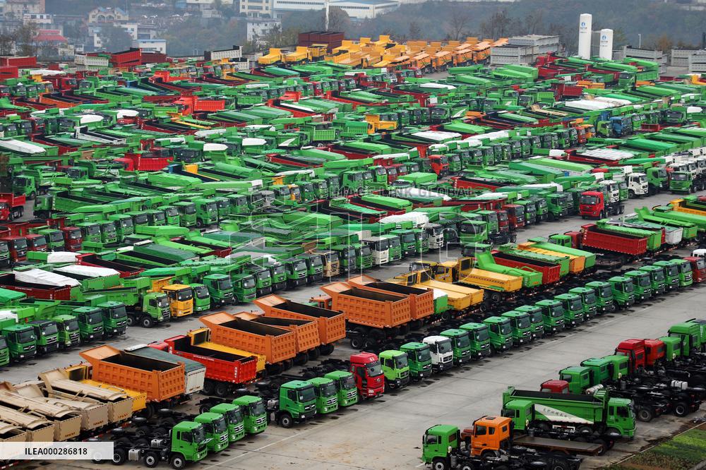 Aerial Dongfeng Commercial Vehicle Parking Lot